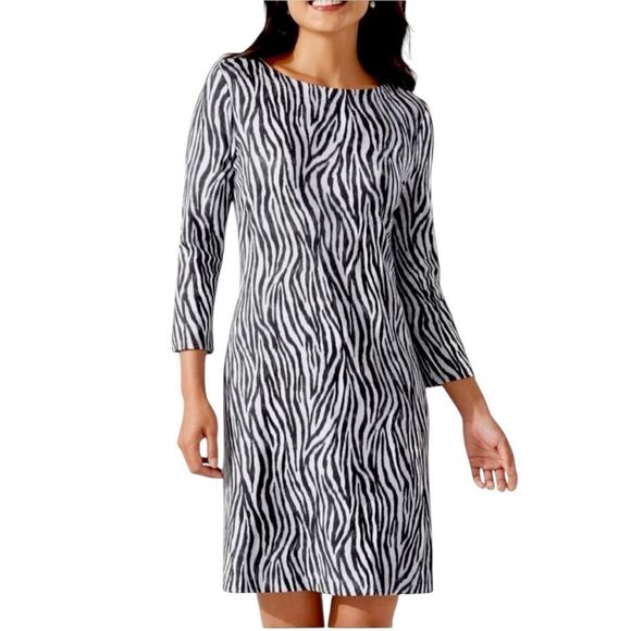 NWT TOMMY BAHAMA ZEBRA PRINT GRAY KNEE LENGTH DRESS WOMENS SIZE SMALL - Picture 1 of 13